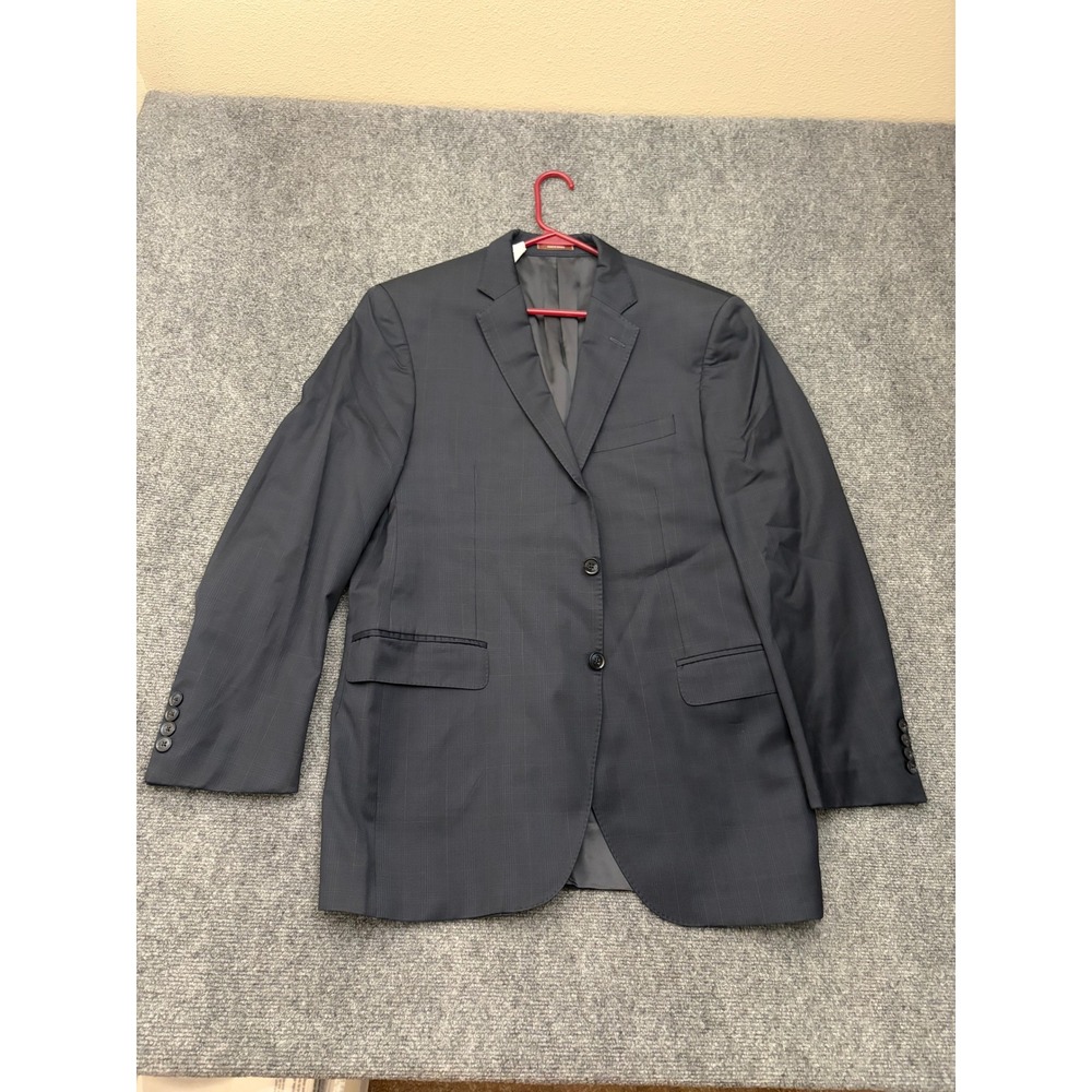 Peter Millar Mens Navy Blue Glen Plaid Two Button Blazer Sport Coat 42T